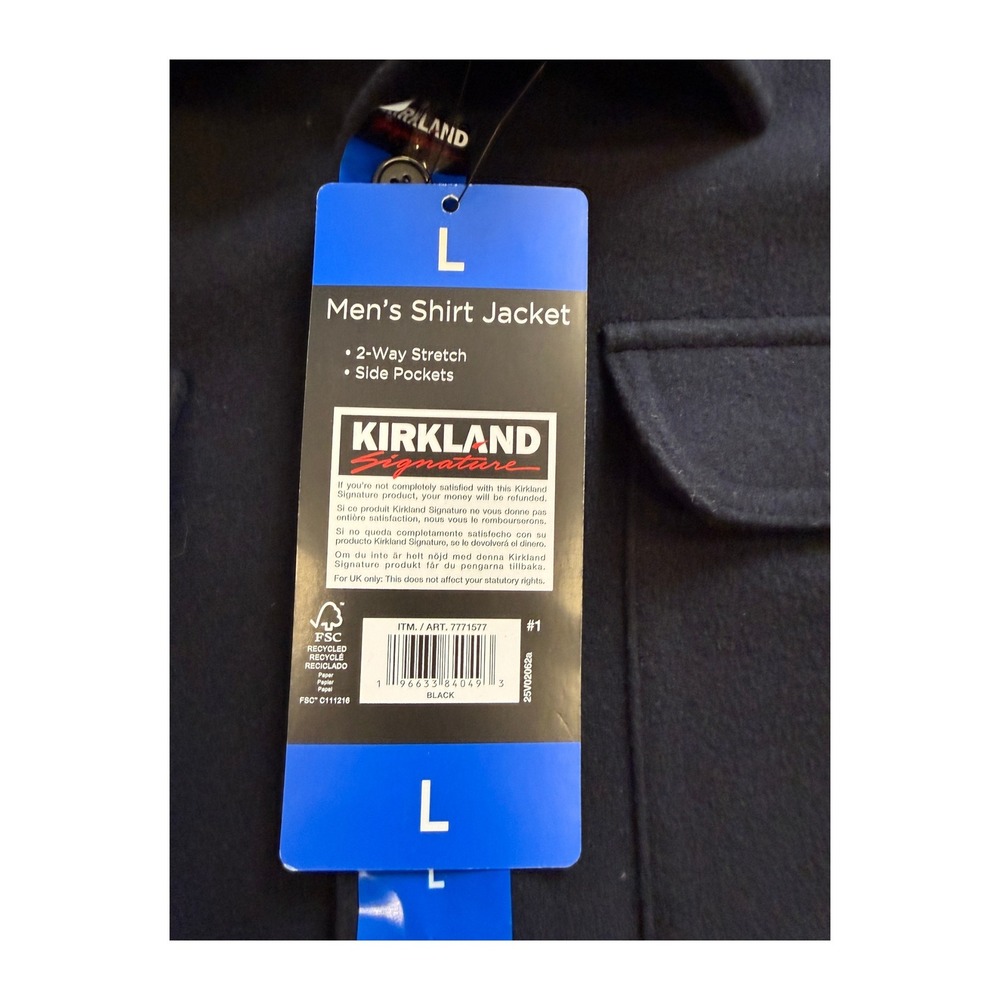 Kirkland Signature Mens Shirt Jacket Black 2-Way Stretch Large NEW NWT - Picture 3 of 8